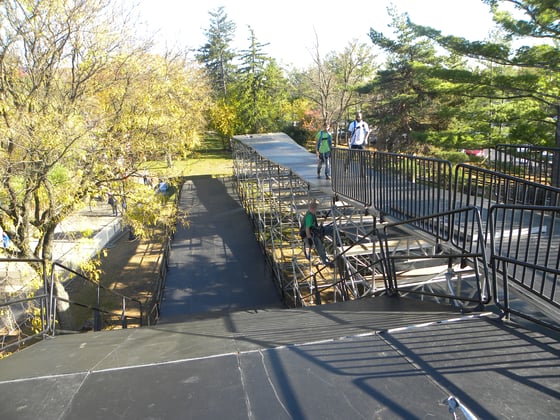 Performance Staging installs a custom slide ramp platform at the Detroit Zoo