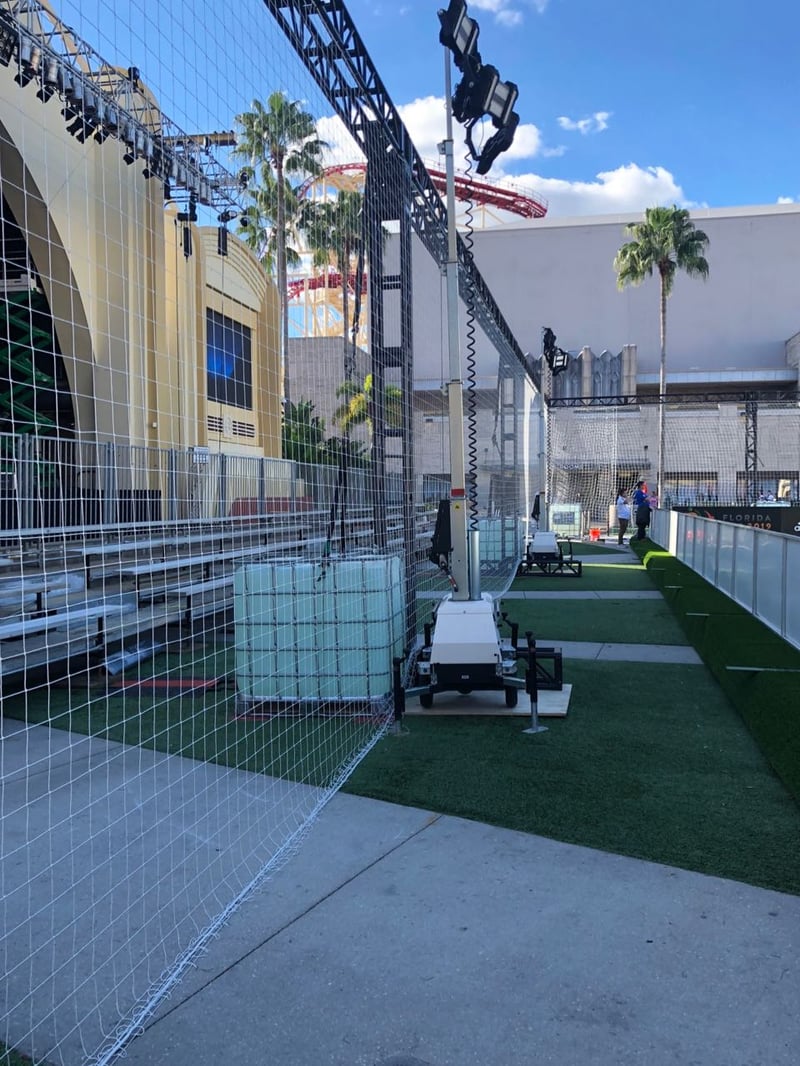 200-foot truss soccer net built by PM1 at Universal Orlando