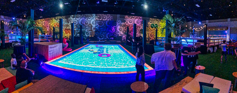Interactive LED pool floor built by PM1 at the Orlando World Center Marriott