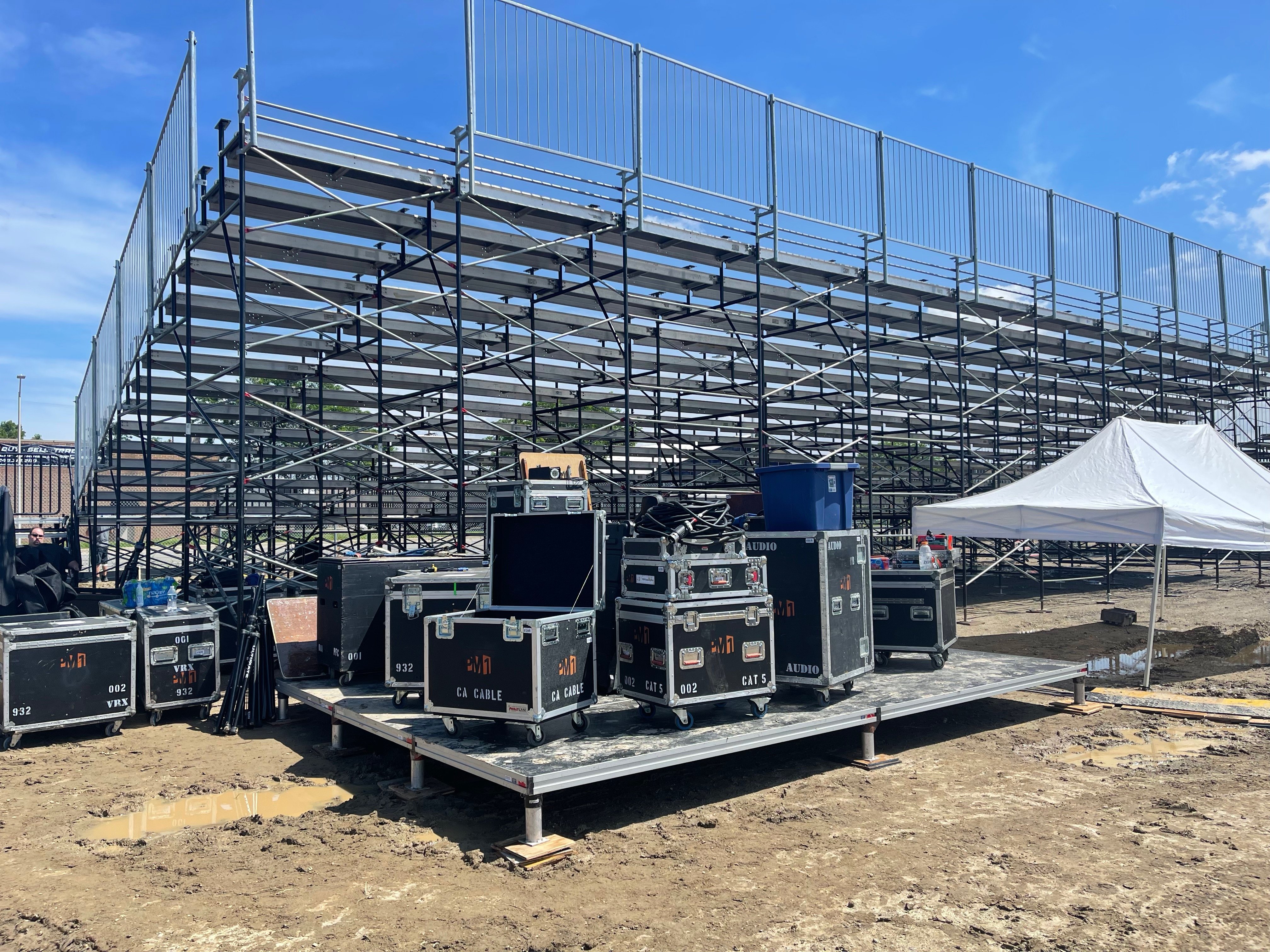 PM1 Audio Equipment for Announcements during #ROADKILLNIGHTS in front of a huge Grandstand along Woodward avenue