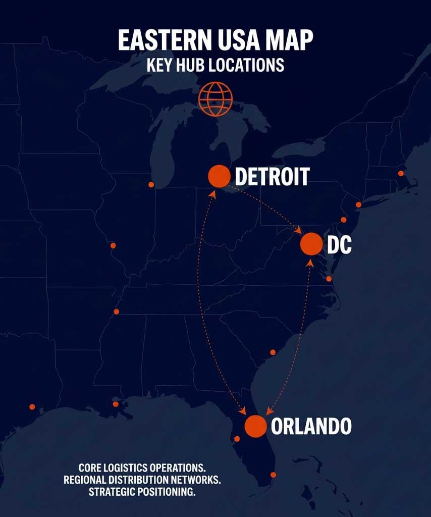 PM1 locations in Detroit, Orlando, and the DC metro