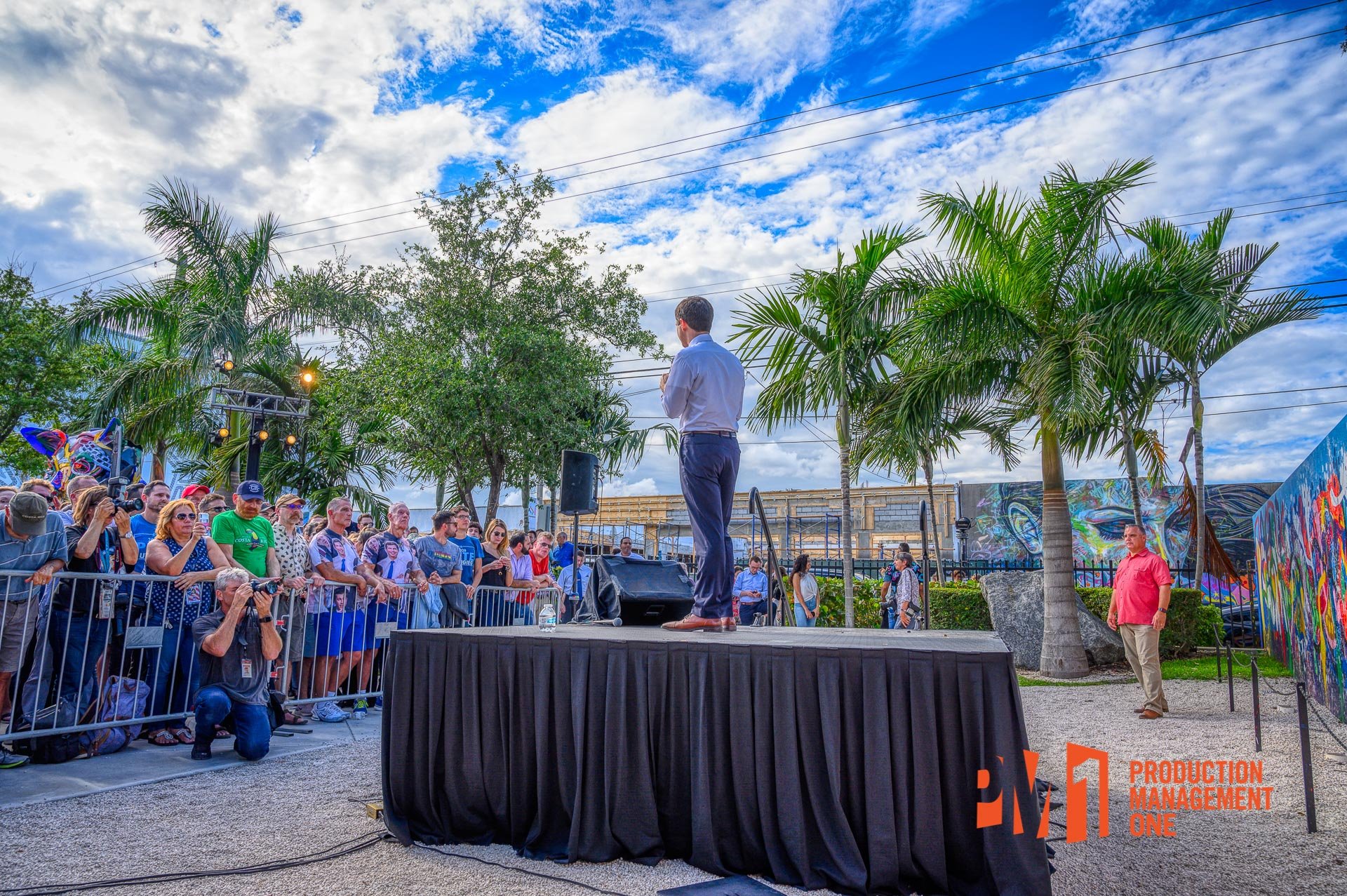 A presidential candidate speaks to the crowd in Wynwood Walls, Miami; May 2019.