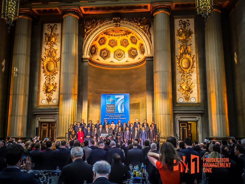 PM1 full event production for the NATO/OTAN Summit at the Andrew W. Mellon Auditorium