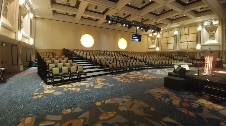 Curved Audience Riser Rental by Production Management One