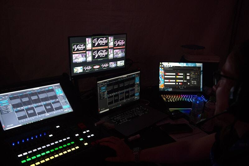 Control position with multiple monitors at the 2026 Scouting America National Jamboree