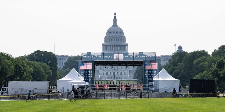 Unite for Veterans stage and tents built by PM1 in front of the U.S. Capitol