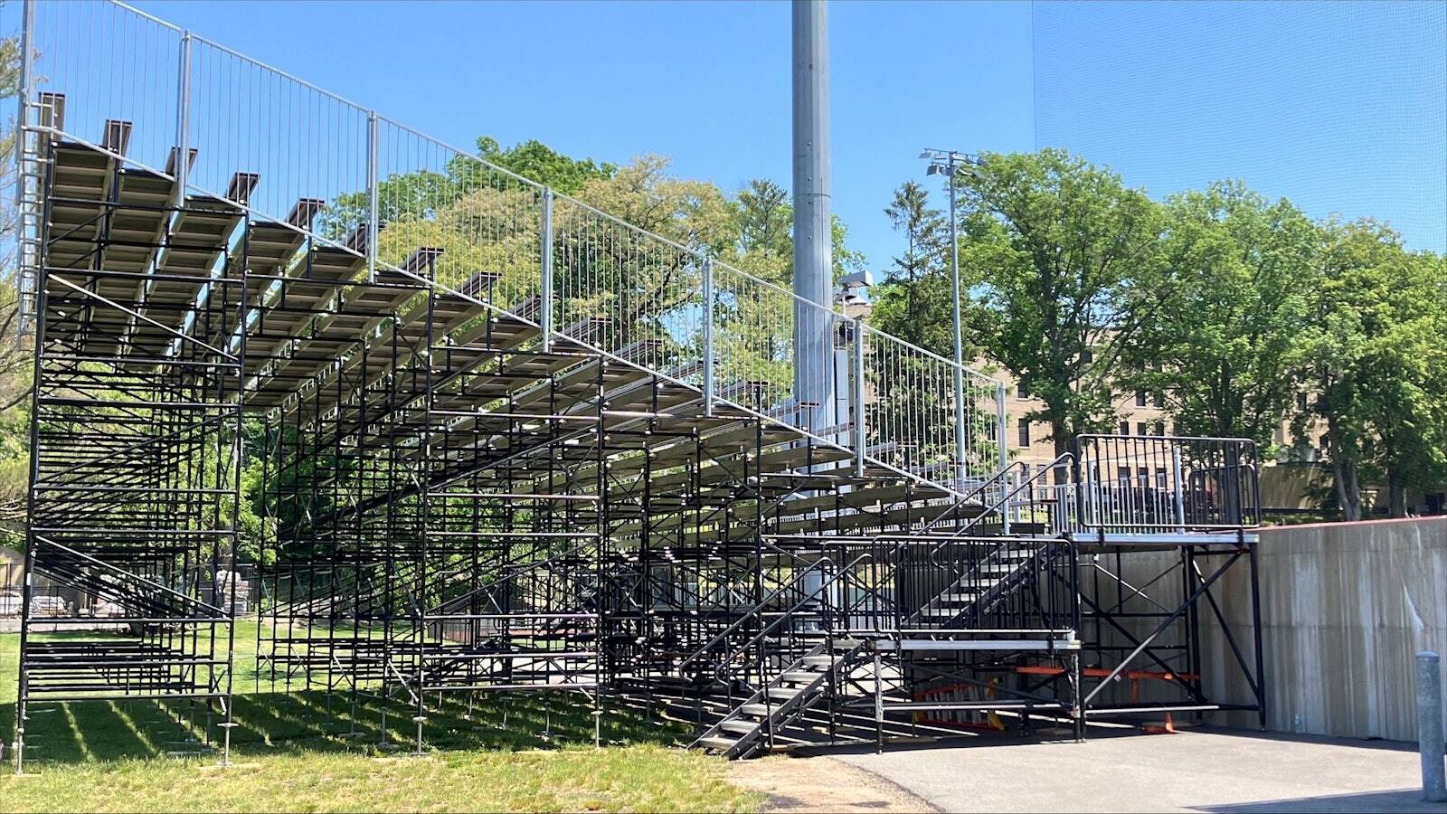 Temporary PM1 stadium seating on a scaffold frame
