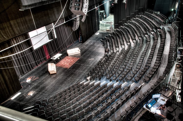 Curved audience riser rental at Starlight Theatre in Kansas City, Missouri
