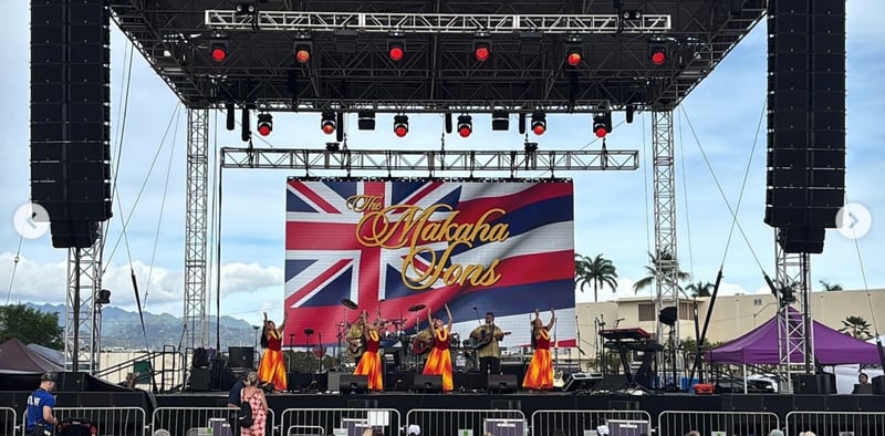 Concert stage and truss roof in Honolulu for the Gary Sinise Foundation tour