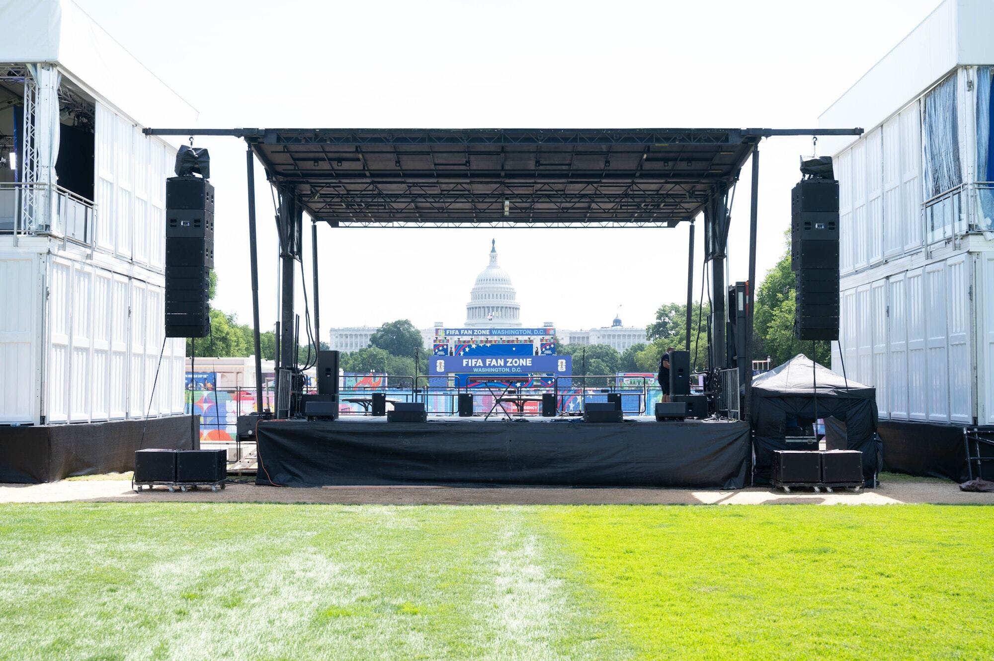 PM1 stage and PA on the National Mall framing the US Capitol